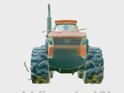 Bioluminescent Organic Tractor in Jungle Biome Low-poly 3D model
