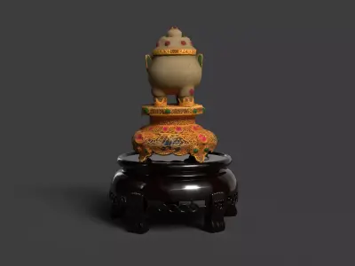 Chinese jade pot figurine Low-poly 3D model