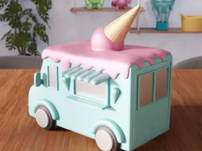 Miniature Ice Cream Van - 379 3D print model