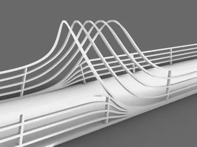 bridge 3d model with waves 3D model