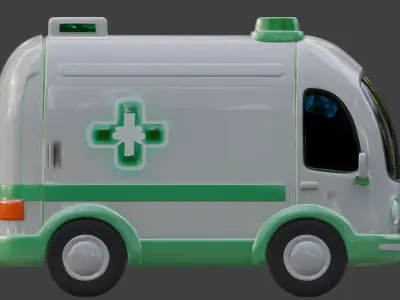 Futuristic Stylized Ambulance 3D Model Low-poly 3D model