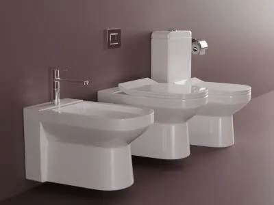 Toilet and Wall-Hung Toilet 3D Model 3D model