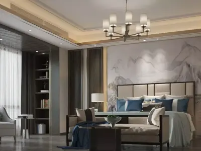 Modern Luxury Master Bedroom Interior 3D Scene 3D model