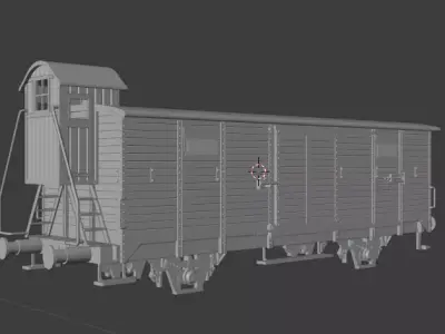 H0 1-87 scale G 02 freight car with brake cabin 3D print model