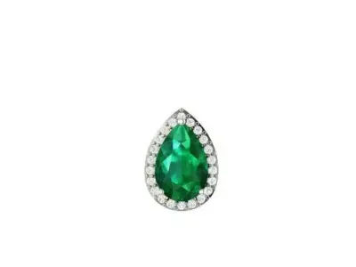 earring emerald and diamond pear shaped pendant Free 3D model