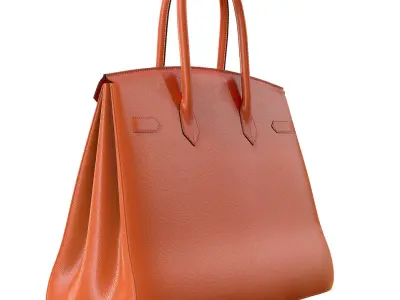 Hermes Birkin Bag Orange Leather Low-poly 3D model