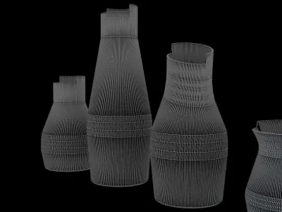 Porcelain Vase collection - 5 modern decorative vases Low-poly 3D model