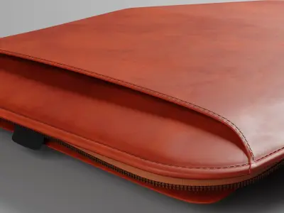 Open Leather portfolio bag Low-poly 3D model