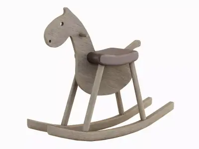 Wooden Rocking Horse Set Low-poly 3D model