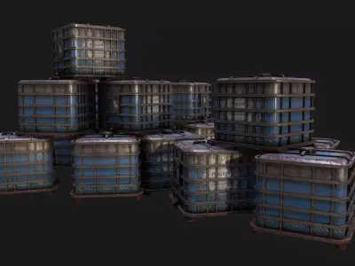 Industrial Reinforced Containers Free low-poly 3D model