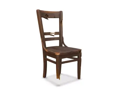 Broken Wooden Chairs Low-poly 3D model