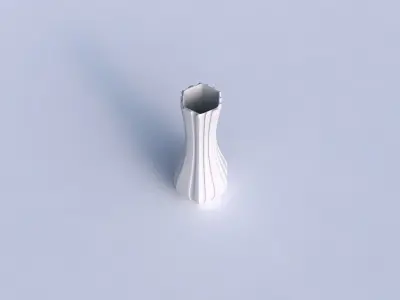 Vase larger opening hexagon with smooth vertical ribbons  3D print model