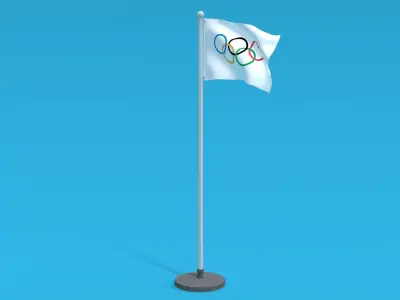 Low Poly Seamless Animated Olympic Flag Low-poly 3D model
