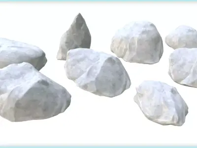 8x Rocks - grey-white - with LODs - Free low-poly 3D model