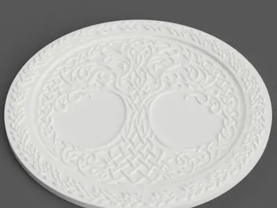 celtic tree coaster - wall decor - table top stl 3D print model