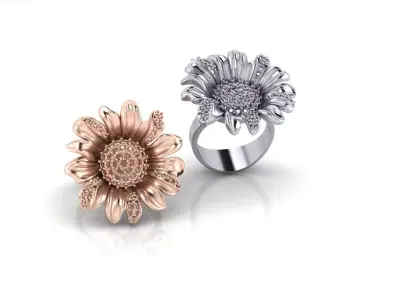 flower pave setting luxury jewelry ring 3D print model