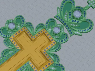 Cross with ornaments 3D print model
