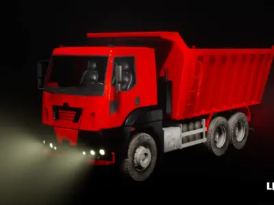 Driveable Animated Construction Truck 02 Low-poly 3D model