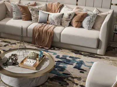 Sofa Table Combination Luxury Modern 3D model