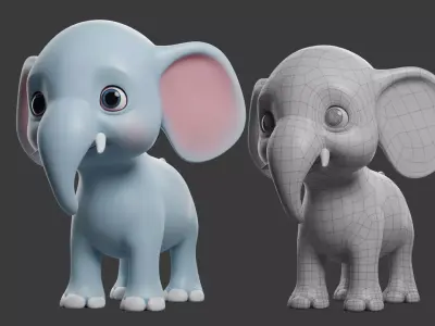Elephant Toony  Low-poly 3D model