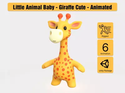 Little animal baby - Giraffe cute - Animated 3d Low-poly 3D model