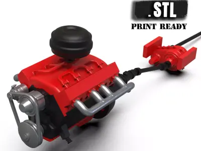 V8 Engine download Free 3D model KIT for old pickup truck Free 3D print model