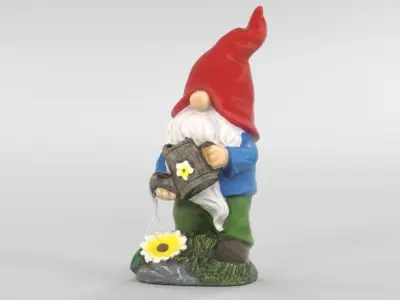 Garden Gnome Statue Outdoor Decor with Watering Can 3D print model