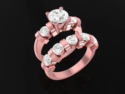 Luxury Multi Stone Diamond Engagement Ring for Women  2371 3D print model