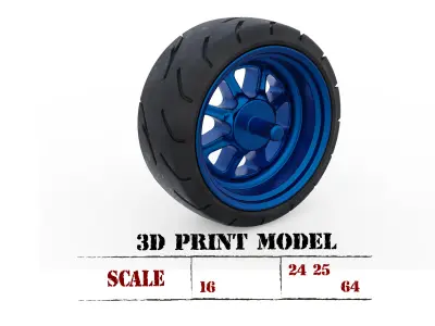 STL file 3d printing Tire Rims Wheel set for scale model cars  3D print model