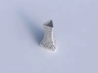 Vase puffy triangle with dense twisted organic lattice 3 3D print model
