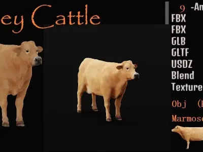 Jersey Cattle Low-poly 3D model