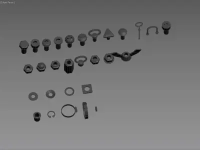 Baut Mur Low-poly 3D model