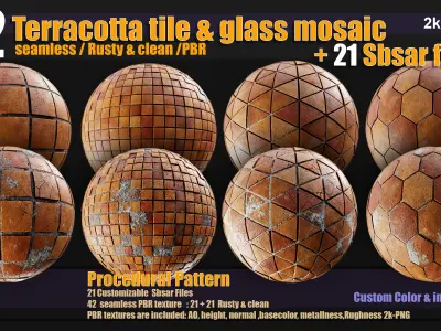 Terracotta tiles and glass mosaics Texture