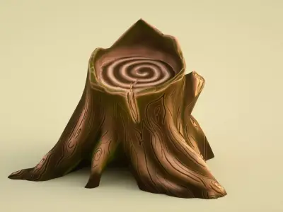 stump tree root wood tree carving tree decoration 3D model