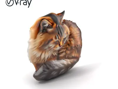 Fluffy Cat D Model Pack with Realistic Fur Detail Low-poly 3D model
