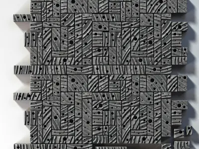 Stone block panel hole n1 3D model
