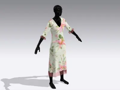 Female Cloth Dress Low-poly 3D model