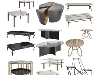 Cofee table and side table  3d models collection 10 pieces