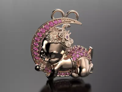 Baby pendant 3D print model