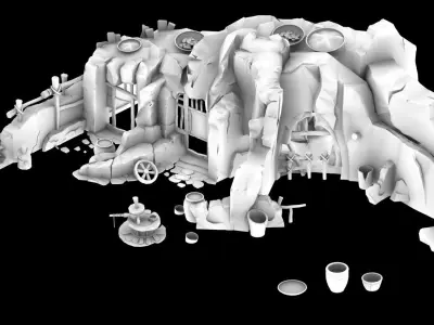 Game Mountain Building - Cave Dwelling 3 3D model