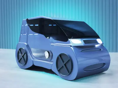 Futuristic Sci-Fi Mini Car 3D Model Realistic Low-poly 3D model