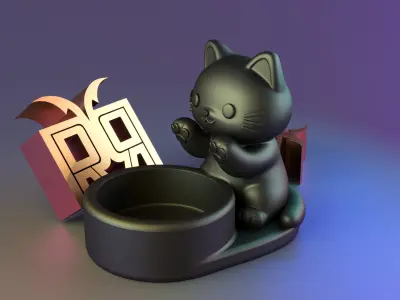Cat candle holder 3D print model