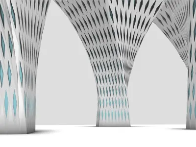 Parametric Diamond Panels Columns Arcade 3D model