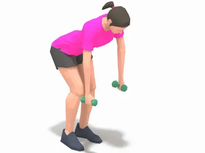 Bend Over Raises  Exercise Woman Animation Low-poly 3D model