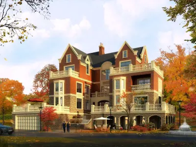 3D model of 2022 luxury fashion villa exterior 68 3D model