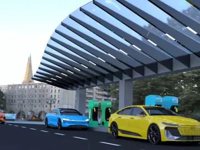 Charger with Audi Luxeed and Nio with caravan 3D model