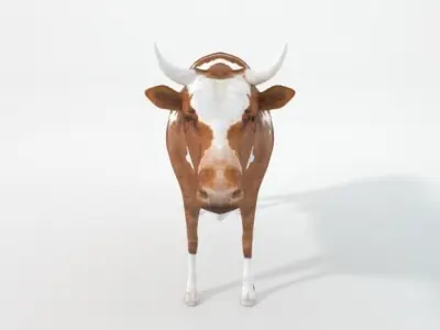 Brown cow Low-poly 3D model