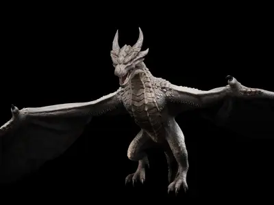 Black Wyvern Dragon Low-poly 3D model