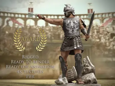 Roman Gladiator Warrior  Low-poly 3D model