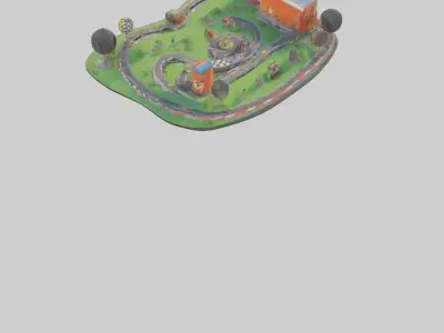 Cartoon Race Track model 3D model